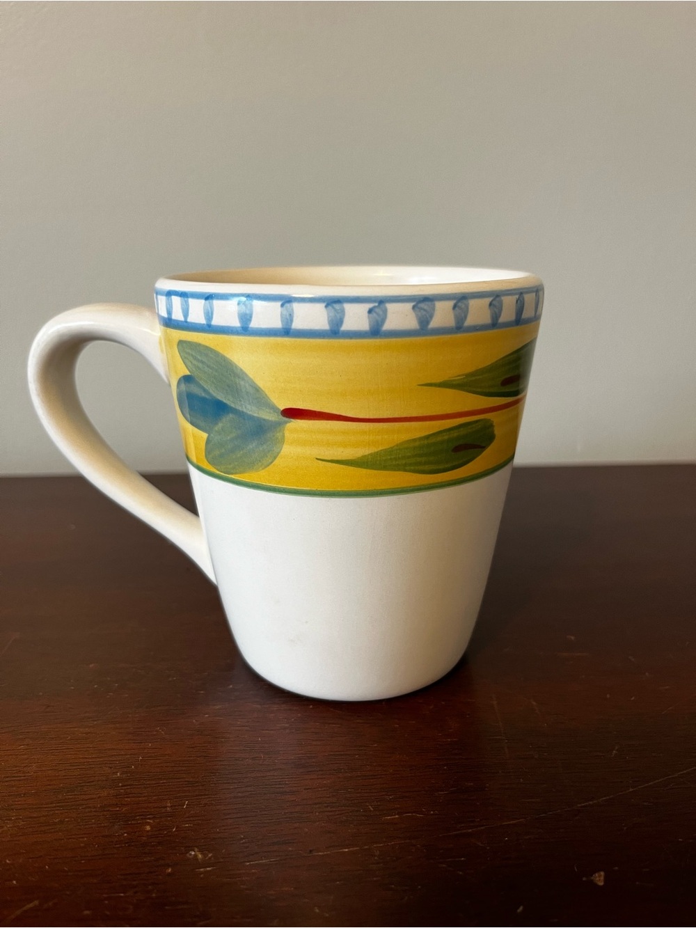 MAXAM Mediterranean ITALY Maxmed Blue Edge, Blue&Green Leave Coffee Mug 4 inch
